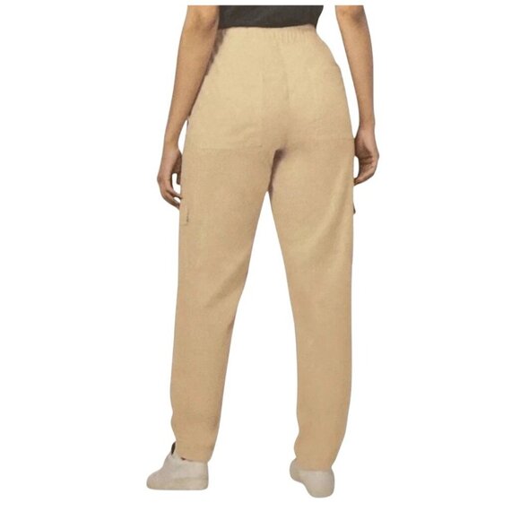 GAP Med Pants Women Cargo Pocket Elastic Waist Pull-on High-Rise Soft Twill Tan - Picture 6 of 12
